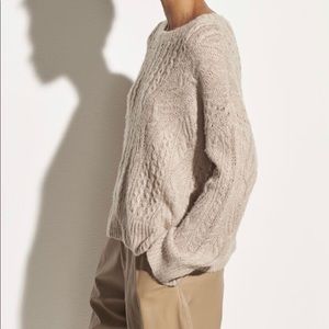 Vince Open Knit Cashmere Cable Crew NWT taupe XS